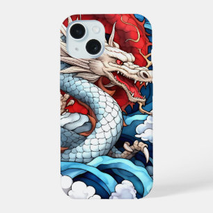 Dragon mythique asiatique en rouge et bleu