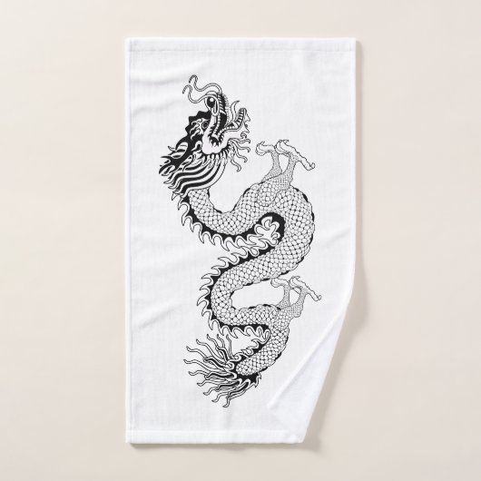 Dragon noir et blanc (Serviette à main)