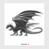 Dragon Noir Rétro - Autocollant de Créature Mythiq (Feuille)