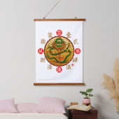 Dragon & Old Kanji numerals Hangend Wandkleed (Slaapkamer)