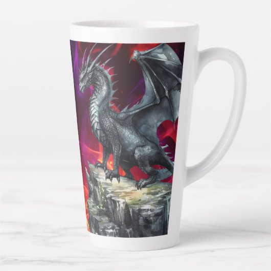 Dragon op een vurige overlook latte mok (Rechts)