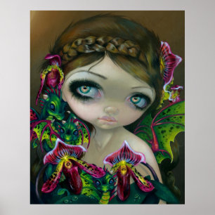 Dragon Orchid fairy ART PRINT dragoning big eye