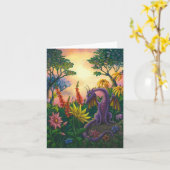 Dragon parmi le carte pour notes de fleurs (Fleur jaune)