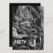 Dragon 'Party!' uitnodiging (Voorkant / Achterkant)