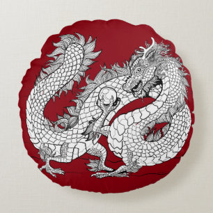 Dragon Pearl Rond Kussen