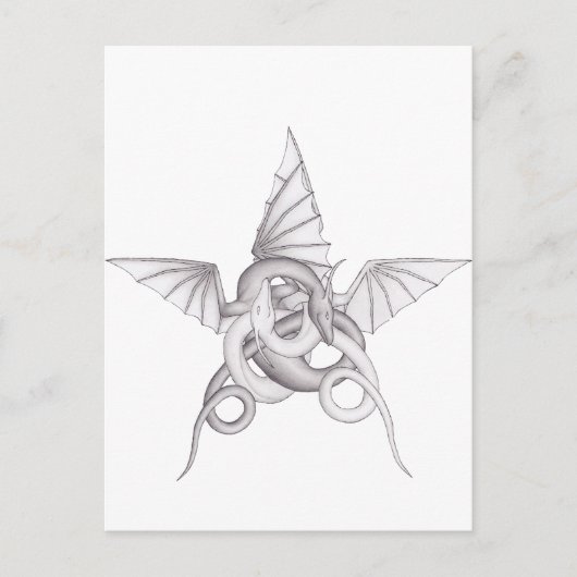 Dragon Pentagram Briefkaart (Voorkant)