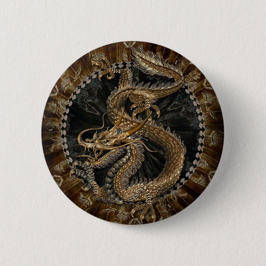 Dragon Pentagram Ronde Button 5,7 Cm (Voorkant)