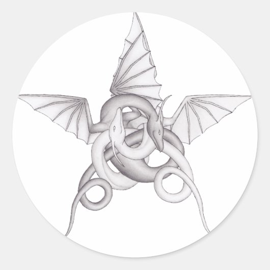 Dragon Pentagram Ronde Sticker (Voorkant)