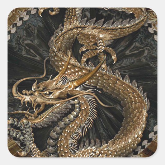 Dragon Pentagram Vierkante Sticker (Voorkant)