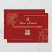 Dragon Phoenix Chinese Wedding details QR code Informatiekaartje (Voorkant / Achterkant)