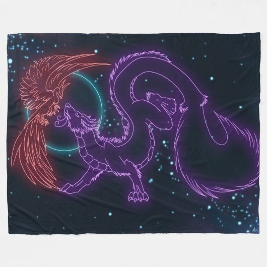 Dragon Phoenix Fleece Blanket (Voorkant (Horizontaal))