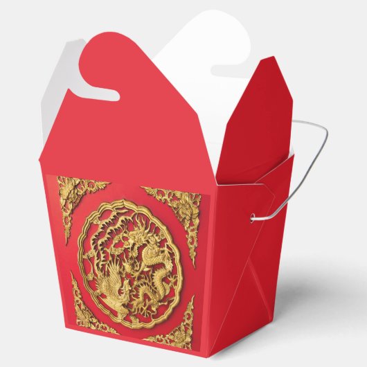 Dragon Phoenix rood goud Chinese bruiloft Bedankdoosjes (Geopend)