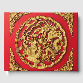 Dragon Phoenix rood goud Chinese bruiloft gunst Gastenboek