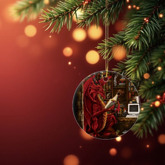 Dragon Podcast Library Keramisch Ornament