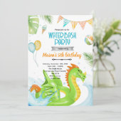 Dragon pool party theme invitation (Debout devant)