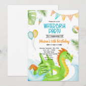 Dragon pool party theme invitation (Devant / Derrière)