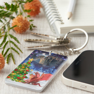 Dragon Pulling op kerstboom Sleutelhanger