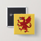 Dragon Rampant Gules Vierkante Button 5,1 Cm (Voorkant /achterkant)