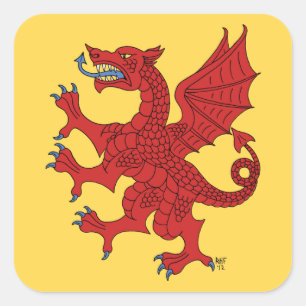 Dragon Rampant Gules Vierkante Sticker