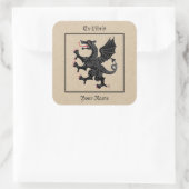 Dragon Rampant Sable Boekplaat Vierkante Sticker (Tas)