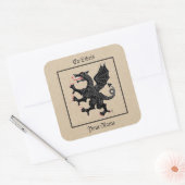Dragon Rampant Sable Boekplaat Vierkante Sticker (Envelop)