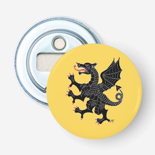 Dragon Rampant Sable Button Flesopener (Voorkant)