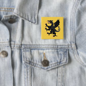 Dragon Rampant Sable Vierkante Button 5,1 Cm (In situ)