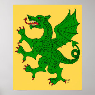 Dragon Rampant Vert Poster