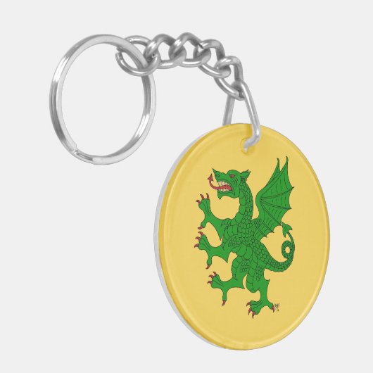 Dragon Rampant Vert Sleutelhanger (Voorkant Links)