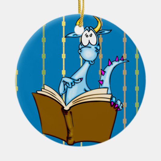 Dragon Reading Book Keramisch Ornament (Voorkant)