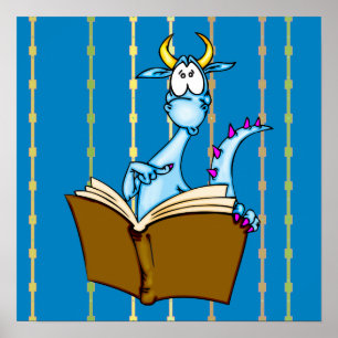 Dragon Reading Book Poster