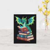 Dragon Reading Books Fantasy Lovers Mythical Creat Kaart (Gele Bloem)