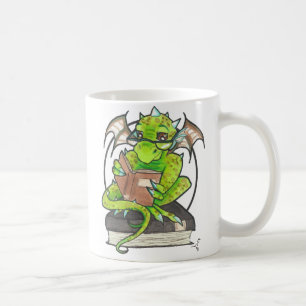 Dragon Reading fantasy art illustration Coffee Cup Koffiemok