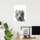 Dragon Realistic Portrait Kind Child Room Poster (Thuiskantoor)