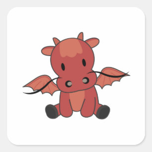 Dragon Red Fairy Tale Fantasy Cute Animals Vierkante Sticker