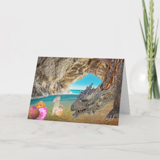 Dragon rencontre la carte de voeux de lapin de Pâq (Devant)