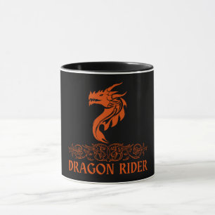 Dragon Rider Cool Trendy Fantasy Red Typography Mok