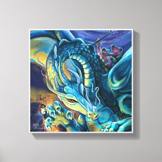 Dragon Rider Fantasy Art Canvas Afdruk (Voorkant)