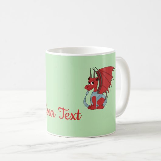 Dragon Rouge Cartoon Café Mug (Devant droit)