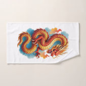 Dragon Rouge Chinois Illustration Fougueuse-67561 (Serviette à main)