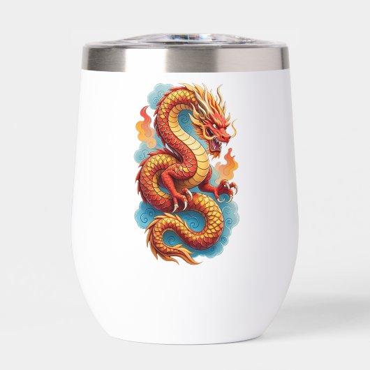 Dragon Rouge Chinois Illustration Fougueuse-67561 (Avant)