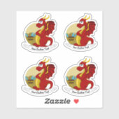 Dragon rouge de dessin animé avec sticker de texte (Feuille)