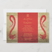 Dragon rouge et or Asiatique Invitations de mariag (Devant)