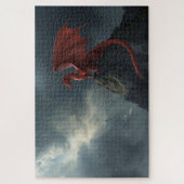 Dragon Rouge Sur Puzzle de la Falaise (Vertical)