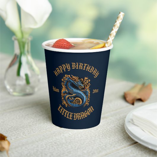 Dragon Royal Blue verjaardagsfeestje Papieren Bekers (Insitu)