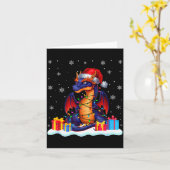 Dragon Santa Hat Christmas Tree Light Xmas Pajama Kaart (Gele Bloem)