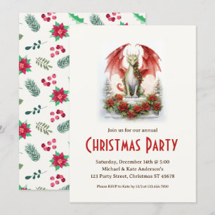 Dragon Santa Hat Mythical Fantasy Kerstfeest Kaart