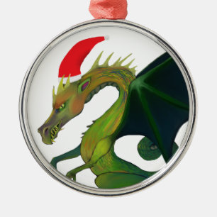 Dragon Santa Metalen Ornament