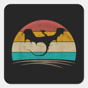 Dragon Shirt Retro  Dragon Mythical Creatur Vierkante Sticker