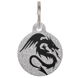 Dragon Silhouette aansluiten op zilver Huisdierpenning